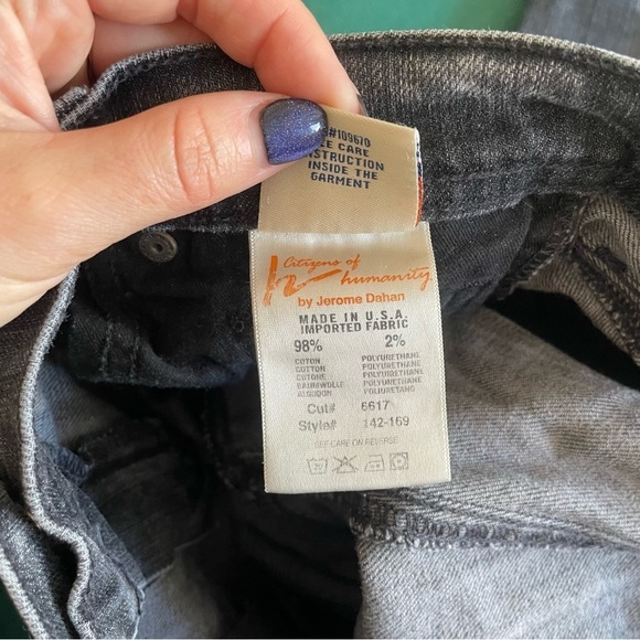 Citizens Of Humanity Ava 142 Stretch Gray Raw Hem Low Waist Straight Leg Jean 27 - Picture 8 of 10